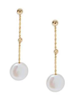 Effy | 14K Yellow Gold & 11MM Round Freshwater Pearl Drop Earrings 2.9折×额外9折, 独家减免邮费, 额外九折