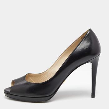 [二手商品] Prada | Prada Black Leather Peep Toe Pumps Size 37商品图片,8.6折, 满1件减$100, 满减