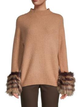 推荐Faux Fur-Cuff Sweater商品