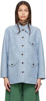 Ganni | Blue Recycled Polyester Jacket商品图片,6.1折