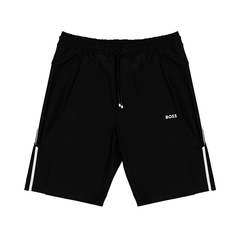 推荐BOSS BLACK 男士黑色带有侧条纹弹力健身短裤 Hicon-Gym-50465684-001商品