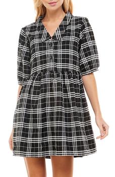 ROW A, ROW A | Plaid Button-Up Mini Dress商品图片 