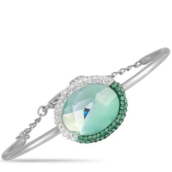 施华洛世奇手链直邮, Swarovski | Swarovski Rhodium-Plated Stainless Steel Green and Clear Crystals Bangle Bracelet商品图片 5折