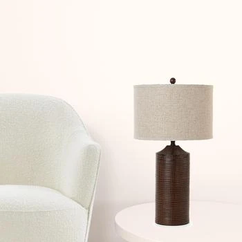 Homezia | Set of Two 31" Brown Cylinder USB Table Lamps With Beige Drum Shade,商家Premium Outlets,价格¥2042