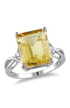商品DELMAR | Sterling Silver Citrine & White Topaz Emerald Ring,商家Nordstrom Rack,价格¥642图片