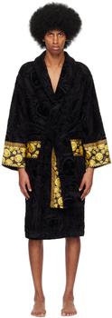 商品Black & Gold 'I Heart Baroque' Robe图片