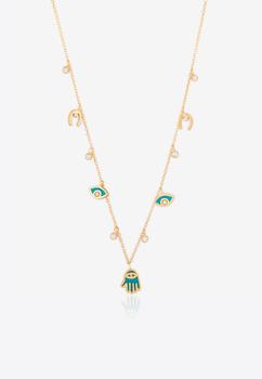 商品Falamank | Sweet Collection Necklace in 18-karat Yellow Gold, Enamel and White Diamonds,商家Thahab,价格¥8170图片