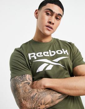 推荐Reebok large logo t-shirt in khaki green商品