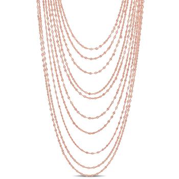 商品Amour | Multi-Strand Chain Necklace In Rose Plated Sterling Silver,商家Jomashop,价格¥937图片