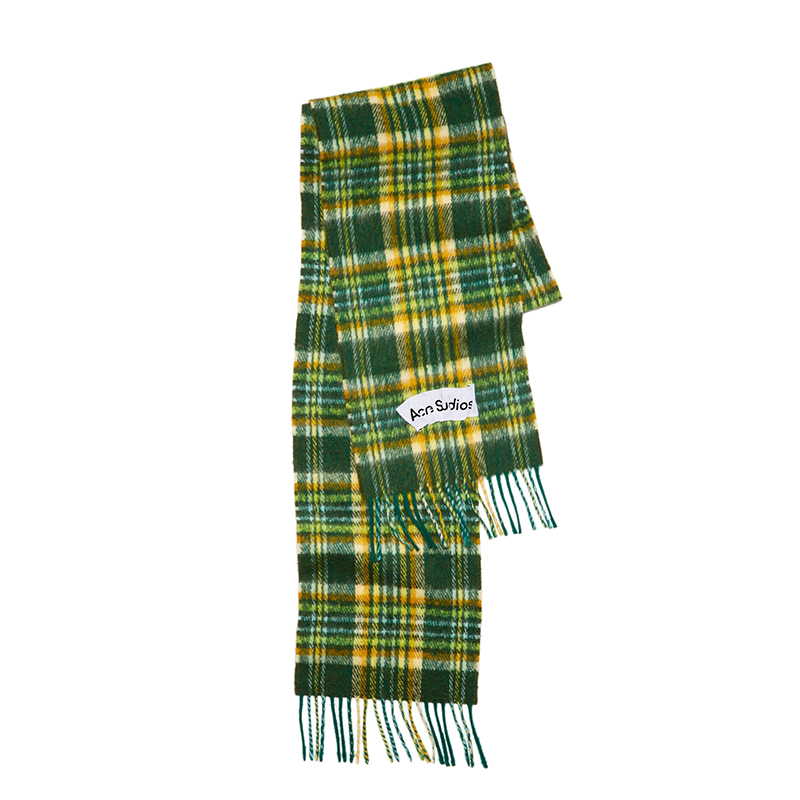 推荐ACNE STUDIOS 男女同款绿色苏格兰格纹羊毛混纺围巾商品