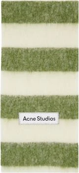 Acne Studios | Green & Off-White Stripe Scarf 独家减免邮费