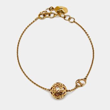 商品Dior Secret Cannage Faux Pearl Gold Tone Bracelet,商家The Luxury Closet,价格¥1650图片