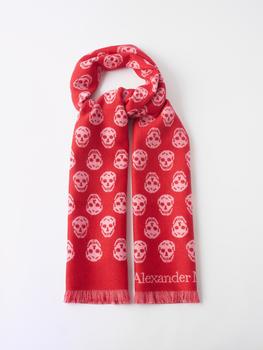 推荐Reversible skull-jacquard wool scarf商品
