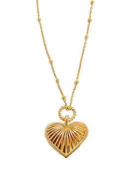 Missoma | 18K Gold-Plated Ridged Heart Pendant Necklace商品图片,