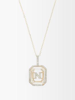 MATEO, MATEO | Initials diamond, quartz & 14kt gold necklace N-Z商品图片 