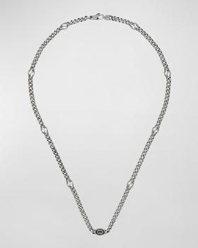 Gucci | Men's Enameled Interlocking G Sterling Silver Chain Necklace商品图片,
