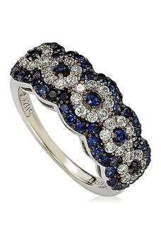Suzy Levian | Two-Tone Blue Sapphire, Created White Sapphire & Brown Diamond Ring 3.4折, 独家减免邮费