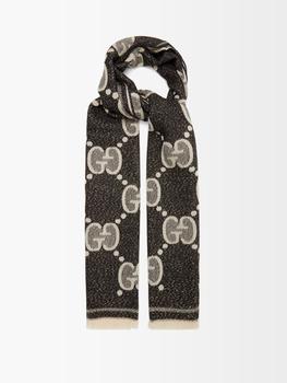 推荐GG-jacquard metallic wool-blend scarf商品