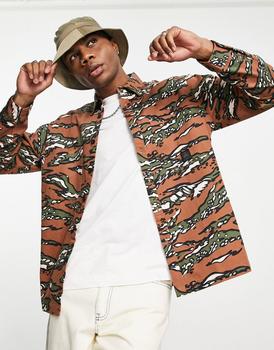 product Topman overshirt in tiger camo print image