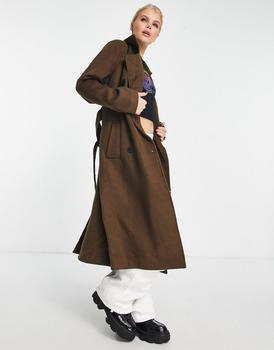 商品Object wool blend trench coat in brown图片
