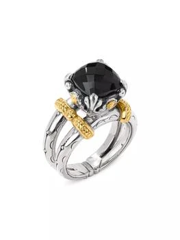 Konstantino | Anthos Dual Ray Sterling Silver, 18K Yellow Gold & Black Onyx Solitaire Ring,商家Saks Fifth Avenue,价格¥6111