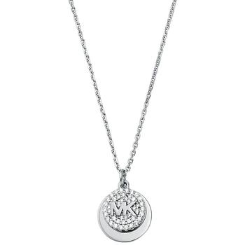 Michael Kors | Sterling Silver Pavé Logo & Engravable Disc Pendant Necklace, 16" + 2" extender商品图片,7折
