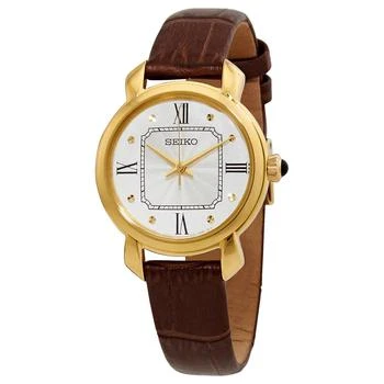 Seiko | Classic White Dial Brown Leather Ladies Watch SUR500P1 4.2折, 满$75减$5, 满减