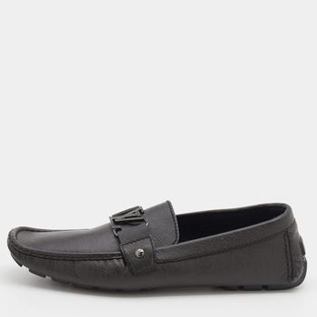 lv男鞋, Louis Vuitton | Louis Vuitton Graphite Leather Monte Carlo Slip On Loafers Size 44商品图片 8.7折