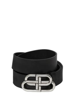巴黎世家皮带真假, Balenciaga | 3.5cm Bb Buckle Leather Belt商品图片 