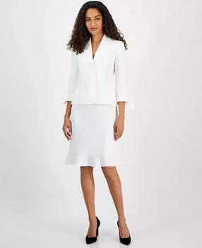 Le Suit | Women's Three-Button Tie-Cuff Jacket & Flounce-Hem Skirt Set, Regular & Petite,商家Macy's,价格¥740