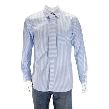 Burberry | Long-sleeve Tie Twinset Striped Cotton Shirt商品图片,6.9折