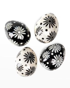 美妆蛋成分, MacKenzie-Childs | Black White Daisy Capiz Easter Eggs, Set Of 4商品图片 6折