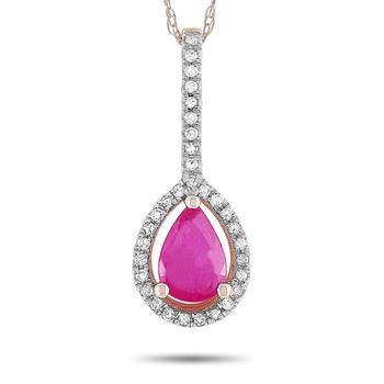商品LB Exclusive | 14K Rose Gold 0.09 ct Diamond and Ruby Pendant Necklace,商家Jomashop,价格¥1994图片