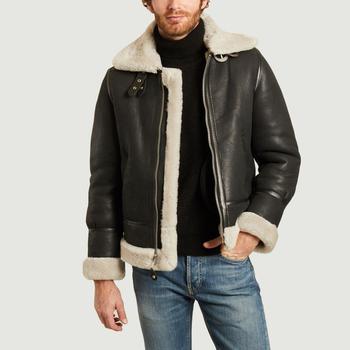 商品LC1259 B-3 leather and wool bomber jacket Black off white  Schott NYC图片