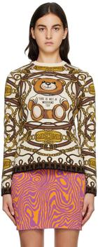 Moschino | Off-White Military Teddy Scarf Sweater商品图片,额外8.5折, 独家减免邮费, 额外八五折