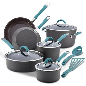 Rachael Ray | Rachael Ray Cucina Hard Anodized Nonstick Cookware Set, 12 Piece, Blue Handles,商家Premium Outlets,价格¥1557