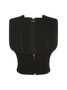 范思哲衬衫, Versace | Sleeveless Zip-up Wool Crepe Top商品图片 4.9折