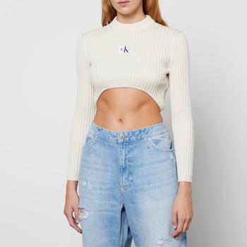 推荐Calvin Klein Jeans Ribbed-Knit Cotton Cropped Sweatshirt商品
