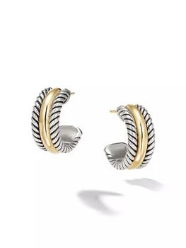 David Yurman | Cable Collectibles Huggie Hoop Earrings in Sterling Silver with 14K Yellow Gold,商家Saks Fifth Avenue,价格¥4381