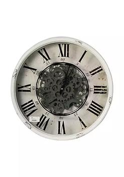 商品A & B Home | 19.5" White and Black Vintage Gear Round Wall Clock with Cut-Out Roman Numbers,商家Belk,价格¥1745图片