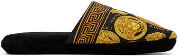 范思哲男鞋海淘, Versace | Black Medusa Amplified Slippers商品图片 