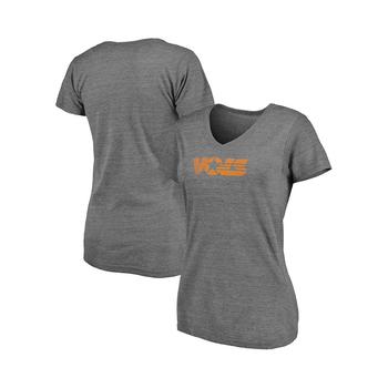推荐Women's Branded Heathered Gray Tennessee Volunteers Vault Primary Logo V-Neck Tri-Blend T-shirt商品