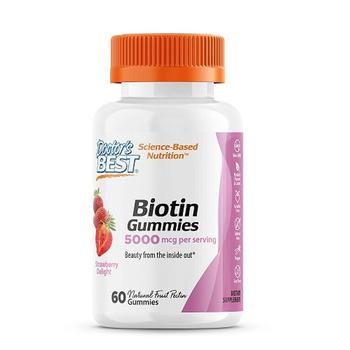 Doctors Best Vitamins | Doctors Best Biotin Strawberry Delight 5000 mcg Gummies, 60 Ea商品图片,