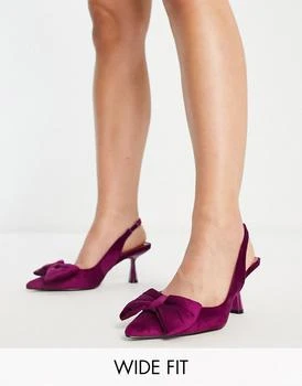 ASOS | ASOS DESIGN Wide Fit Scarlett bow detail mid heeled shoes in pink 5.9折, 独家减免邮费