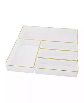 Martha Stewart | Kerry Plastic Stackable Office Desk Drawer Organizers, Various Sizes, 5 Compartments,商家Macy's,价格¥168