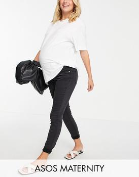 ASOS | ASOS DESIGN Maternity ultimate skinny jeans in washed black with over the bump waistband商品图片,