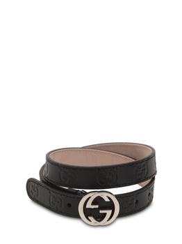 商品Gucci | Embossed Logo Leather Belt,商家LUISAVIAROMA,价格¥1981图片