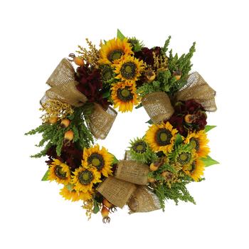 商品Fall Wreath w/ Sunflowers, Hydrangea and Berries图片