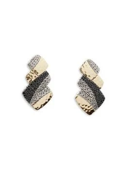 John Hardy | Classic Chain 18K Gold Bonded Sterling Silver, Spinel & Treated Black Sapphire Drop Earrings,商家Saks OFF 5TH,价格¥8823