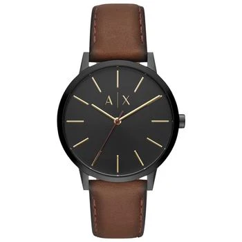 Armani Exchange | Men's Brown Leather Strap Watch 